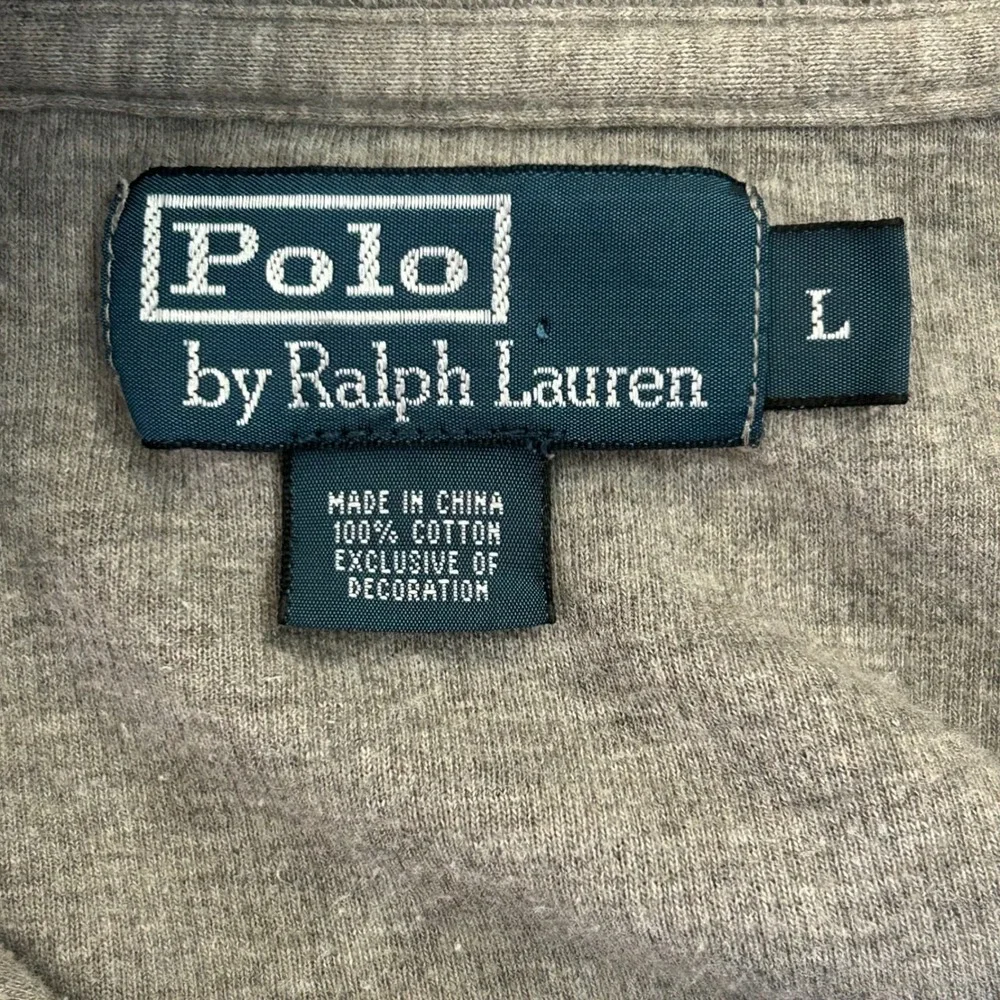 Polo Ralph Lauren Men's‎ 1/4 Zip Pullover Sweater Gray 100% Cotton Size Large